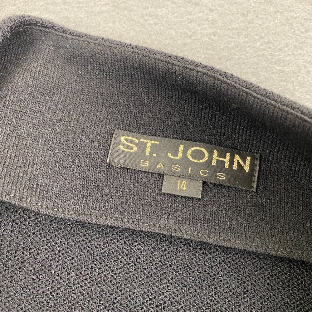 ST. John Basics Knit Cardigan Pants Set Black Womens 14 full zip - Picture 4 of 16